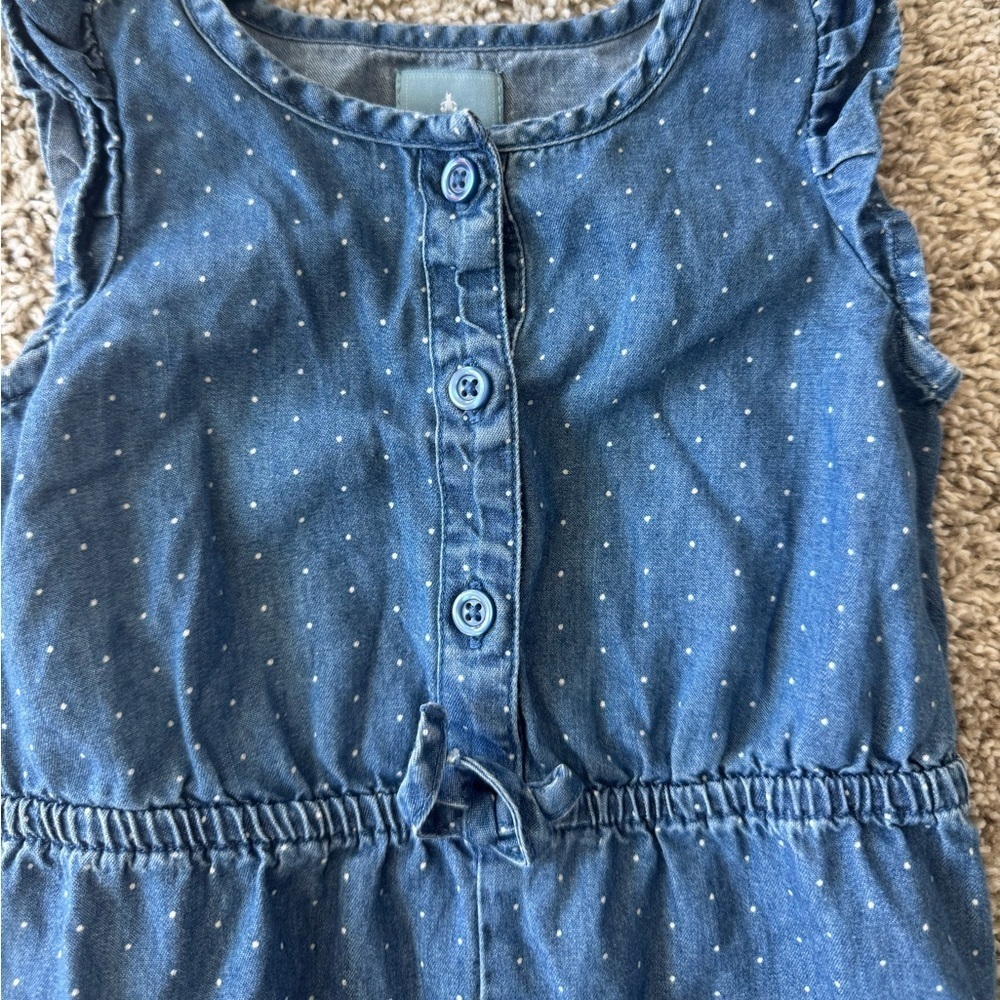 Baby Gap Chambray Polka Dot Ruffle Romper Sleeveless outfit- Size 3-6 Months - Picture 3 of 9